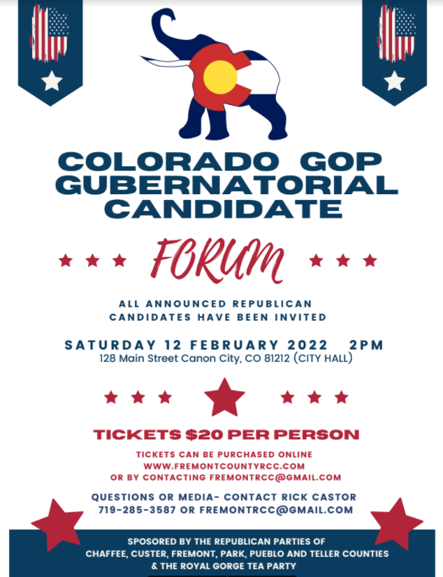 Colorado GOP Gubernatorial Candidate Forum Saturday 12 of February at 2pm at City Hall