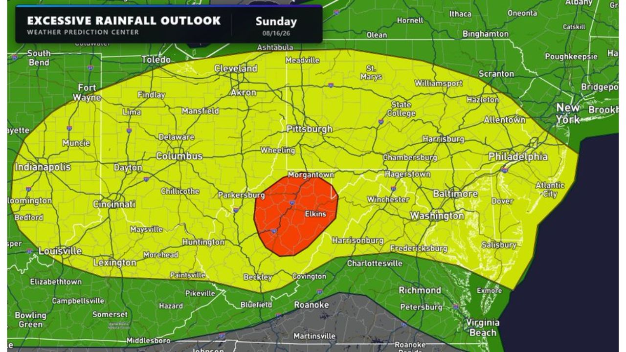 Elkins and Morgantown, West Virginia Brace for Dangerous Mountain Flooding as Two Rounds of Storms Target Saturated Terrain Sunday