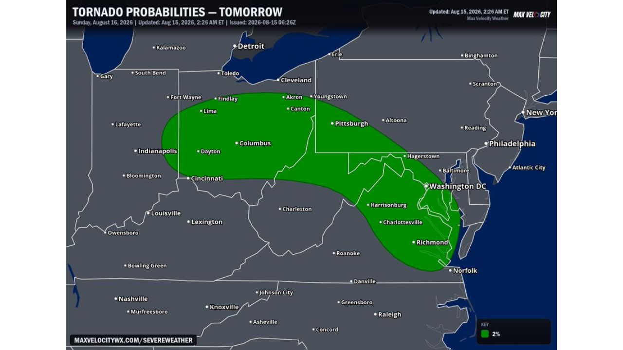 Columbus, Pittsburgh and Washington, D.C. Face Sunday Brief Spin-Up Tornado Risk as Threat Expands East Into the Mid-Atlantic