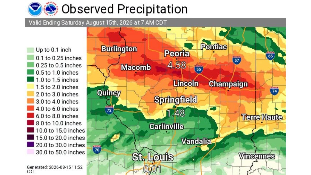 Canton, Illinois Records Nearly 10 Inches of Rain in 48 Hours as Fulton to Vermilion Counties Get Buried in Historic Rainfall