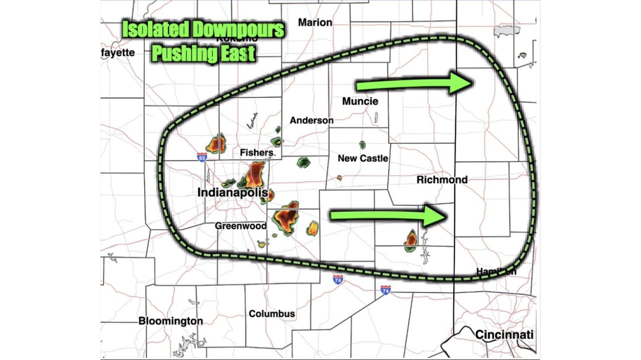 Indianapolis, Fishers and Muncie Watch Isolated Downpours Push East Overnight as Ground Runs Out of Room for More Rain