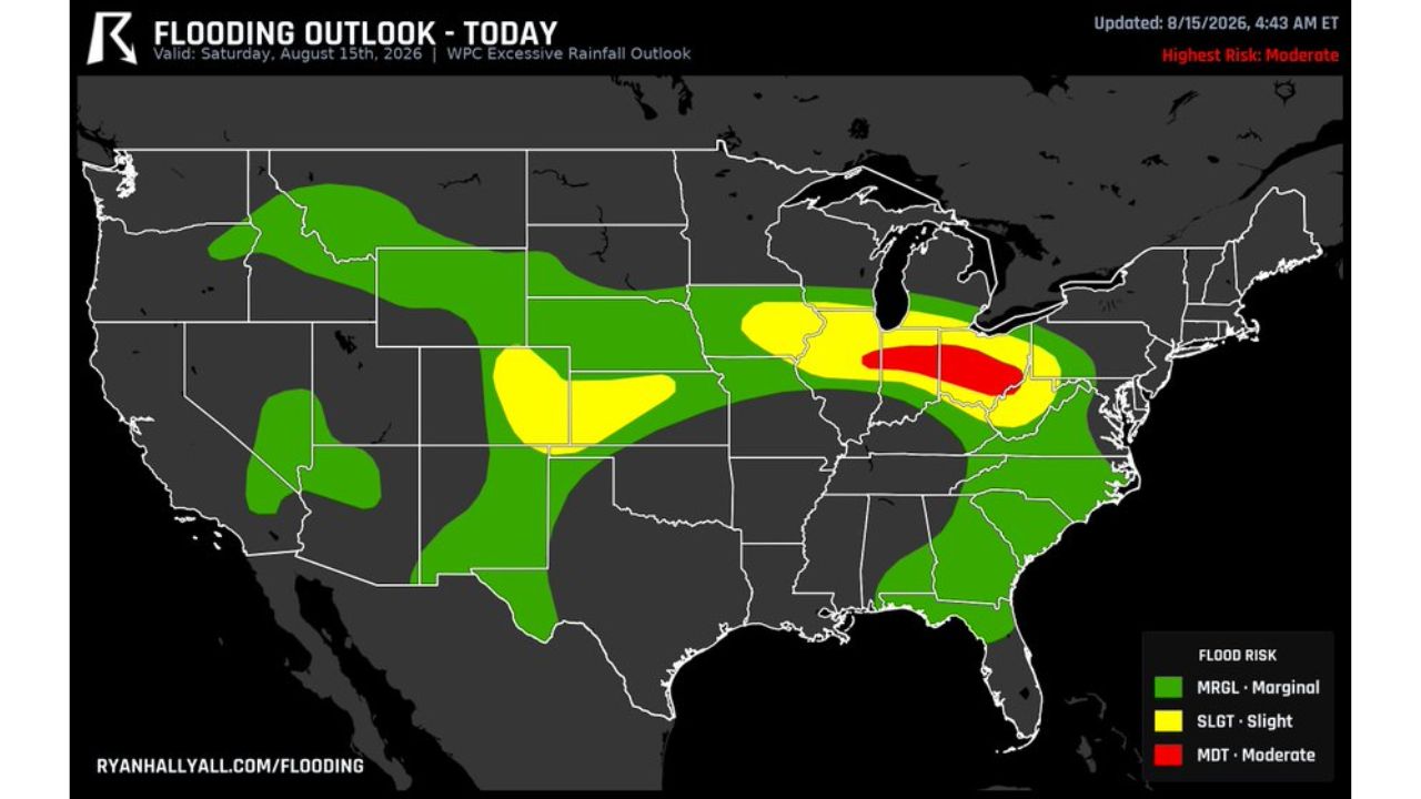 Columbus, Dayton and Lafayette Face Widening Moderate Flood Risk as Six Million People Brace for Repeating Storms Across Illinois, Indiana and Ohio